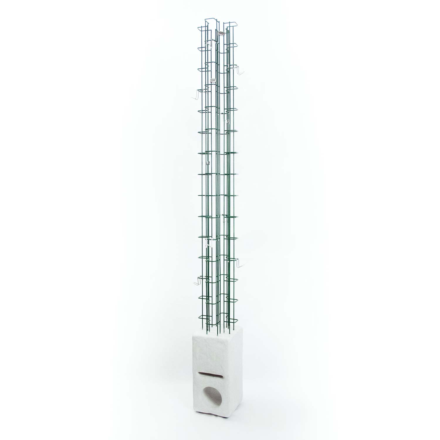 A mirror created by Jannis Schäfer Studio, made from upcycled cable trays and hand catsed aluminium pieces. This object, titled 'Totem Coatrack 01,' is part of a series of recycled and transformed designs. Kartell, Brutalist, Bauhaus, Design, Limestone, Artefact